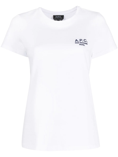 Shop A.p.c. Embroidered-logo Detail T-shirt In White