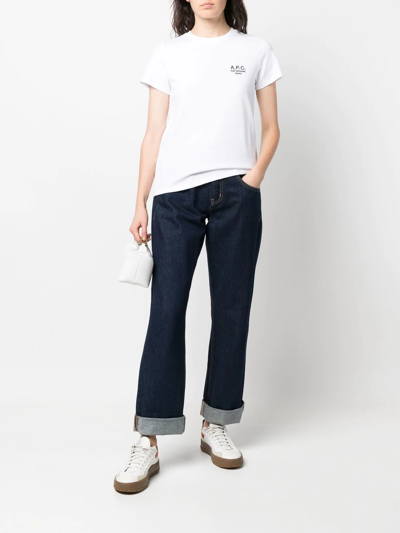 Shop Apc Embroidered-logo Detail T-shirt In White