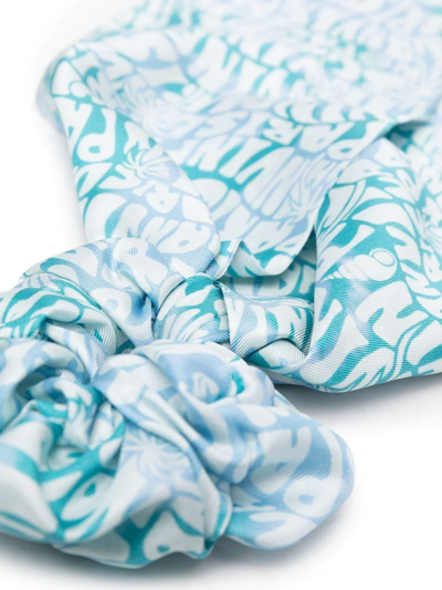 Lanvin Logo-print Knot-detailed Scrunchie In Blue