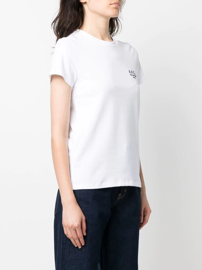 Shop A.p.c. Embroidered-logo Detail T-shirt In White
