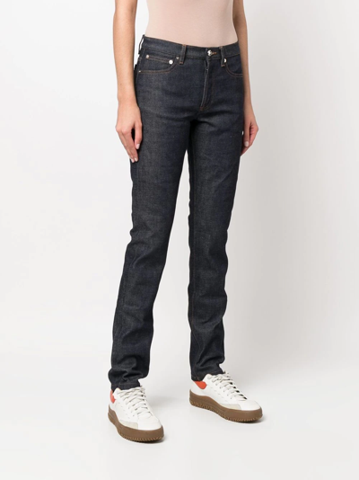 Apc Contrasting-stitch Detail Jeans In Blue
