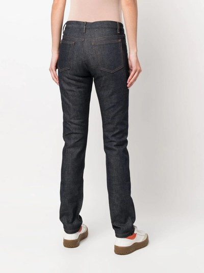 Apc Contrasting-stitch Detail Jeans In Blue