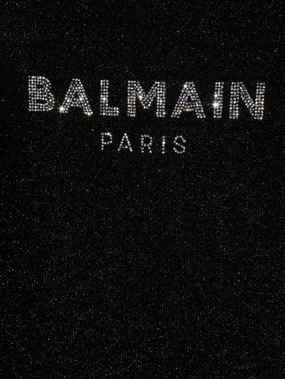 Shop Balmain Logo-print Party Dress In Black