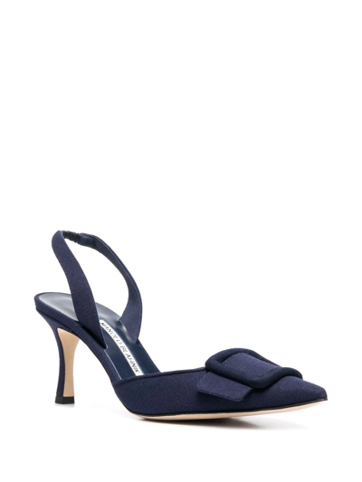 Shop Manolo Blahnik Maysli 80mm Buckle-detail Pumps In Blue