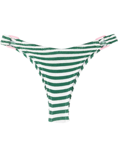Shop Mc2 Saint Barth Ever Striped Seersucker Bikini Bottoms In Green