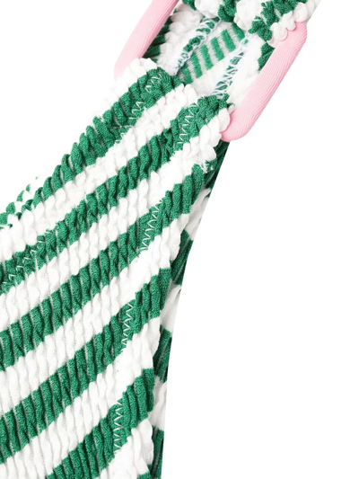 Shop Mc2 Saint Barth Ever Striped Seersucker Bikini Bottoms In Green