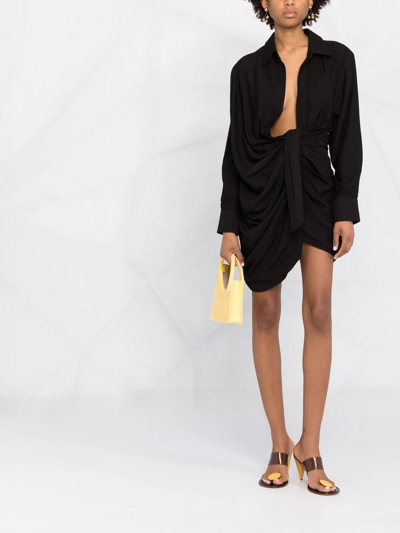 Shop Jacquemus La Robe Bahia Draped Minidress In Black