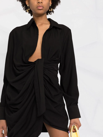 Shop Jacquemus La Robe Bahia Draped Minidress In Black