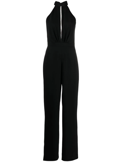 Shop Nué Crystal-embellished Halterneck Jumpsuit In Black