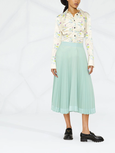 Plan C Pleated Midi Skirt In Green