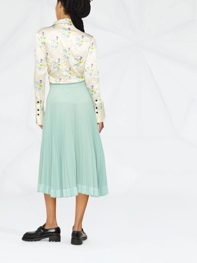 Plan C Pleated Midi Skirt In Green