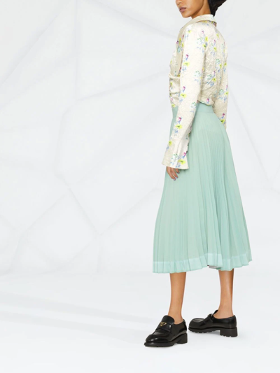 Plan C Pleated Midi Skirt In Green