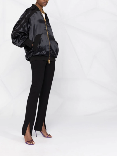 Tom Ford Oversized Satin Bomber Jacket In Black