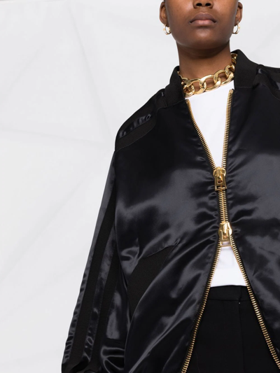Tom Ford Oversized Satin Bomber Jacket In Black