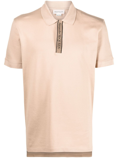 Shop Alexander Mcqueen Logo-print Placket Polo Shirt In Neutrals