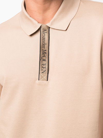 Shop Alexander Mcqueen Logo-print Placket Polo Shirt In Neutrals