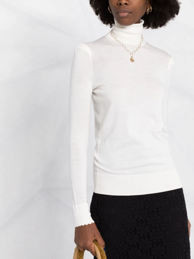 Shop Chloé Roll-neck Wool Jumper In White