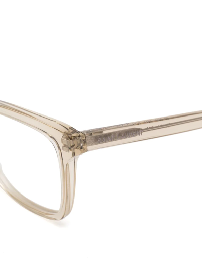 Saint Laurent Transparent Rectangle-frame Glasses In Neutrals