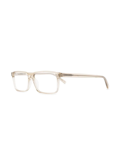 Saint Laurent Tortoiseshell-effect Rectangle-frame Glasses In Neutrals