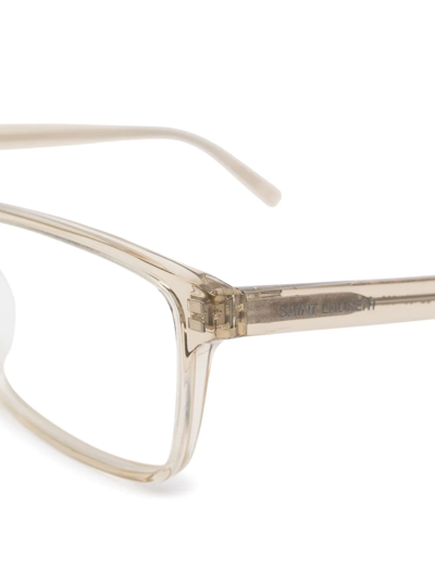 Saint Laurent Tortoiseshell-effect Rectangle-frame Glasses In Neutrals