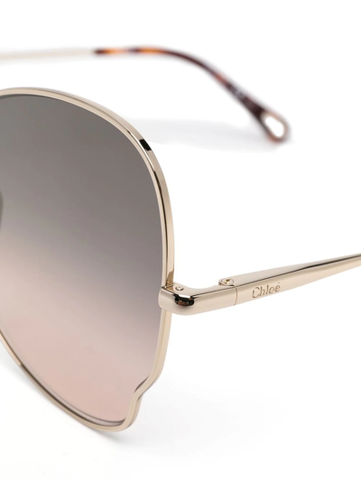 Shop Chloé Gradient-effect Oversize-frame Sunglasses In Gold