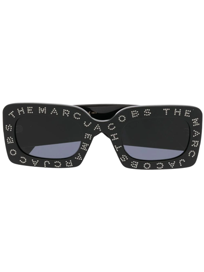Shop Marc Jacobs Logo Square Tinted Sunglasses In Black