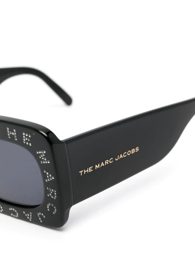 Shop Marc Jacobs Logo Square Tinted Sunglasses In Black