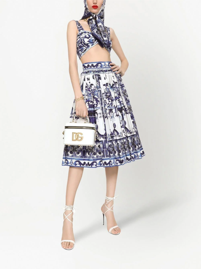 Shop Dolce & Gabbana Majolica-print Bralette Top In Blue