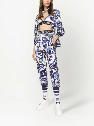 Shop Dolce & Gabbana Majolica-print Track Pants In Blue