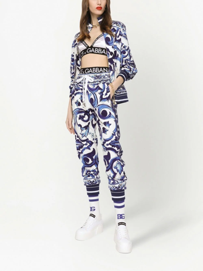 Dolce & Gabbana Majolica-print Zip-up Sweatshirt In Blue