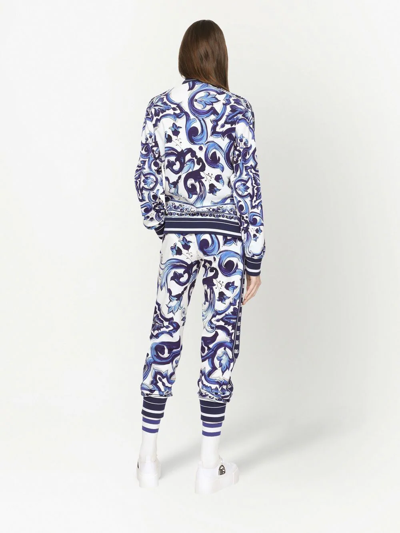 Shop Dolce & Gabbana Majolica-print Zip-up Sweatshirt In Blue