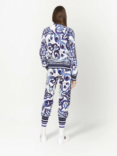 Dolce & Gabbana Majolica-print Zip-up Sweatshirt In Blue