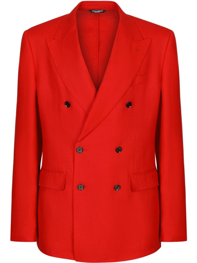 Shop Dolce & Gabbana Double-breasted Suit Jacket In Red