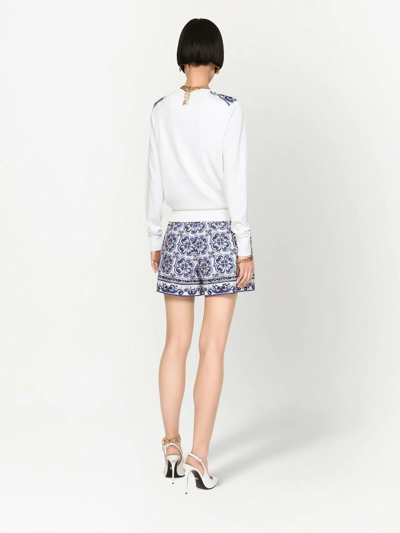 Dolce & Gabbana 18gg Printed Silk Cardigan In White