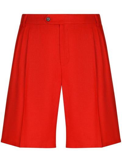 Shop Dolce & Gabbana Tailored Linen Shorts In Orange