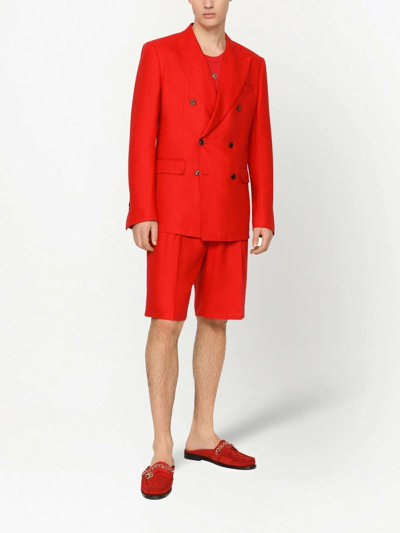Shop Dolce & Gabbana Tailored Linen Shorts In Orange