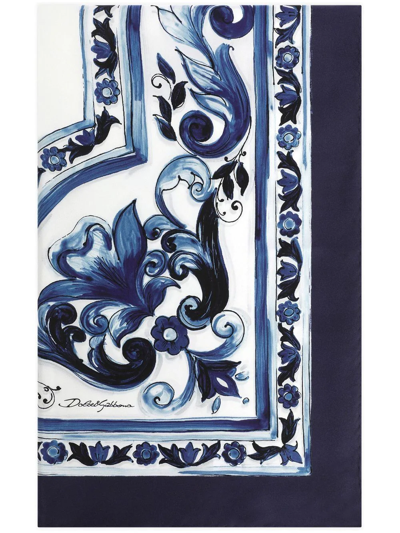 Shop Dolce & Gabbana Majolica-print Twill Scarf In Blue