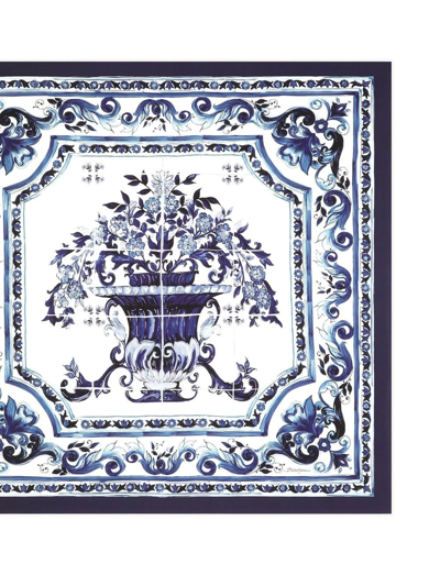 Shop Dolce & Gabbana Majolica-print Twill Scarf In Blue