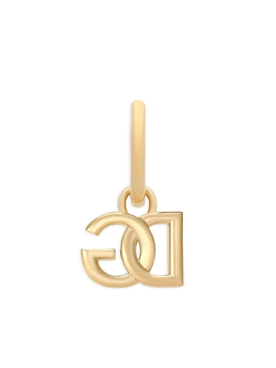 Shop Dolce & Gabbana Dg-logo Hoop Earring In Gold