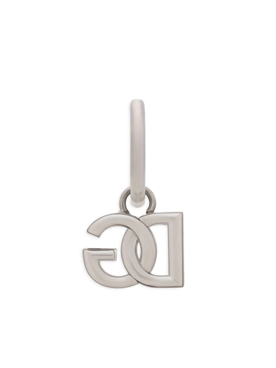 Dolce & Gabbana Dg Logo Single Hoop Earring In Silver