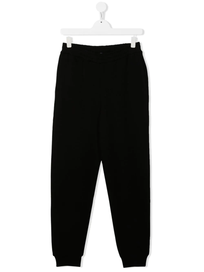 Shop Balmain Teen Cotton Track Pants In Black