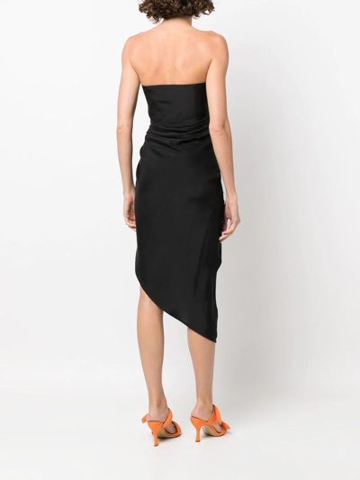 Gauge81 Lica Strapless Gathered Silk-satin Midi Dress In Black