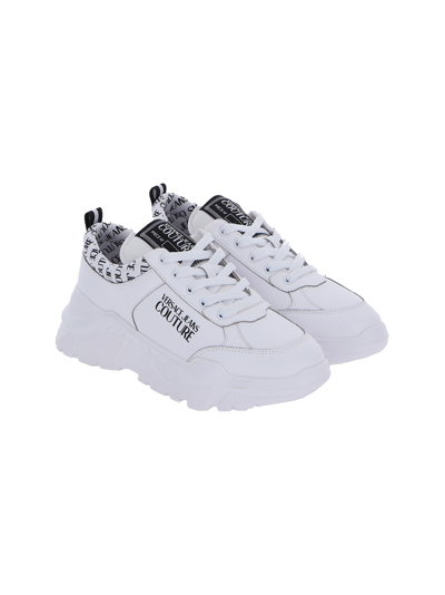 Versace Jeans Couture White Shoes In Leather With Laces In Bianco Ottico |  ModeSens