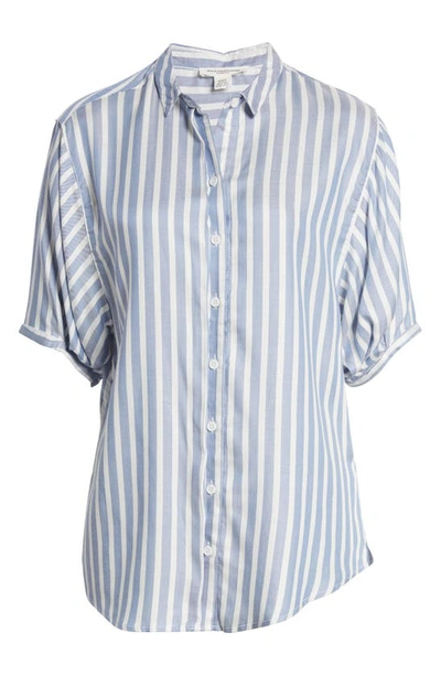 Shop Beachlunchlounge Better Late Short Sleeve Shirt In Airy Blue