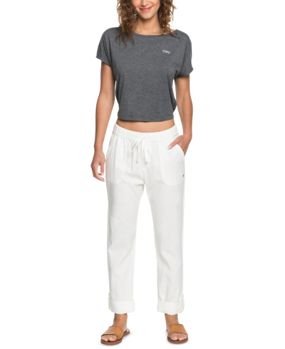 Shop Roxy Juniors' On The Seashore Pull-on Utility Pants In Snow White