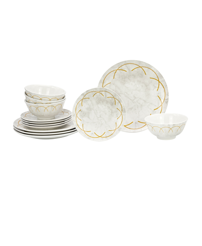 Shop Godinger Rotolo Dinner Plates Salad Plates Bowls Set, 12 Piece In Gold-tone