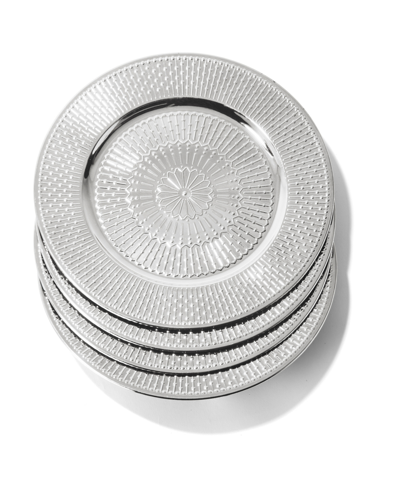 Shop American Atelier 13" Medallion Electroplated Charger Plates, Set Of 4 In Silver - Tone