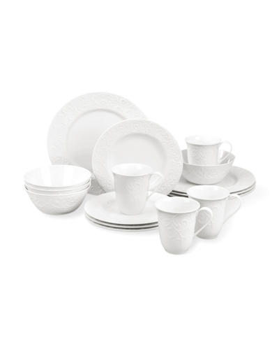 Lenox Opal Innocence Carved 16 Pc. Dinnerware Set, Service For 4 In White