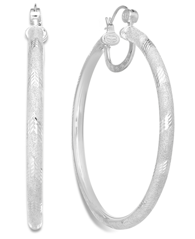 Shop Simone I. Smith 18k Gold Over Sterling Silver Earrings, Laser And Diamond-cut Extra Large Hoop Earrings (also In Pla In Platinum Over Silver