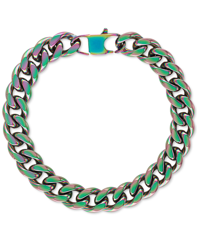 Shop Esquire Men's Jewelry Cuban Link Bracelet In Anodized Stainless Steel, Created For Macy's In Multi